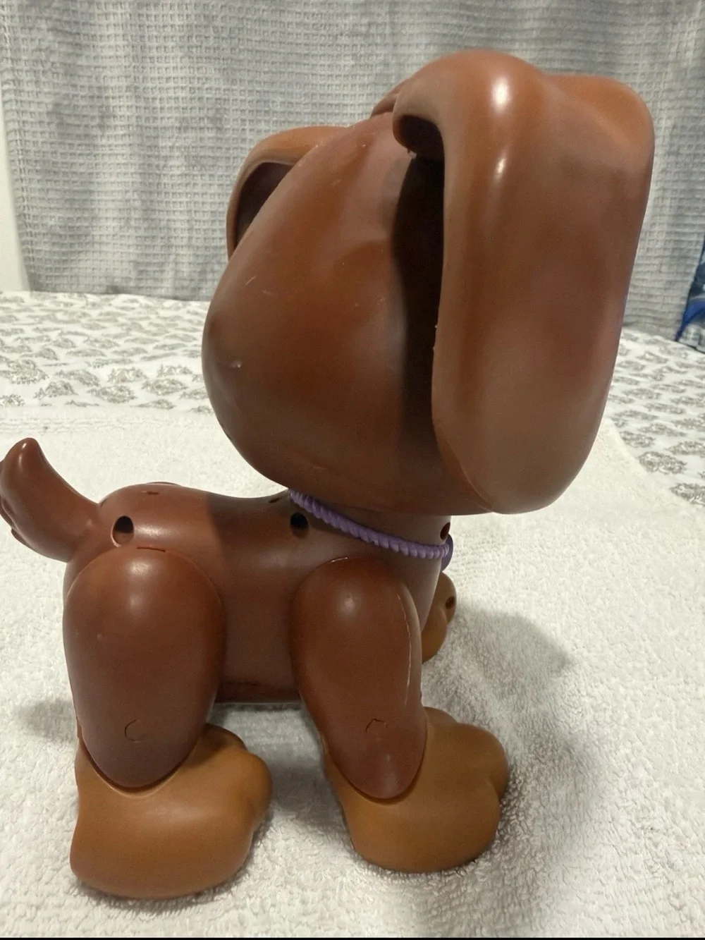 Brown Puppy Dog Toy with Purple Eyes - Unbranded